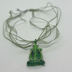 Glass Frog Pendant Necklace